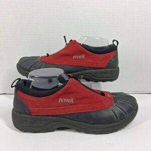 Ryka Womens Zip Front Duck Shoes Red Suede Black Rubber Low Top 10W READ